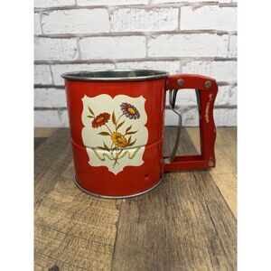Vintage Androck Hand-i-Sift 3 Screen Flour Sifter ~ Made in USA ~ Red ~ EUC